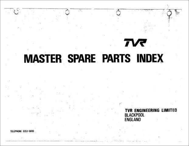 TVR Master Spare Parts Index